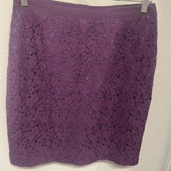 J. Crew The Pencil Skirt Purple Lace, Size 6