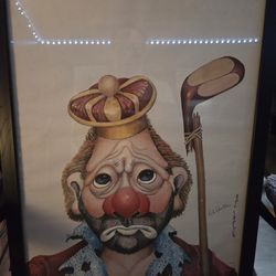 Framed Clown Artwork By Red Skelton