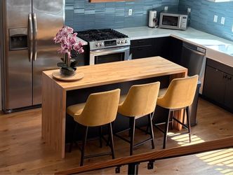 Mid century modern Kitchen Island 3 counter Stools