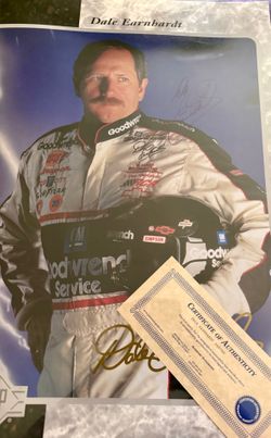 DALE  EARNHARDT SIGNED POSTER  48x16 AUTHENTICITY  CERTIFICATE
