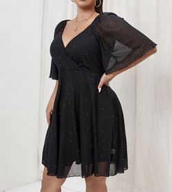 metallic dress plus Plus Size Party Midi Dresses Elegant Silver Crew Neck Short Sleeve Fold A-Line Metallic Glitter Fabric Midi Dress