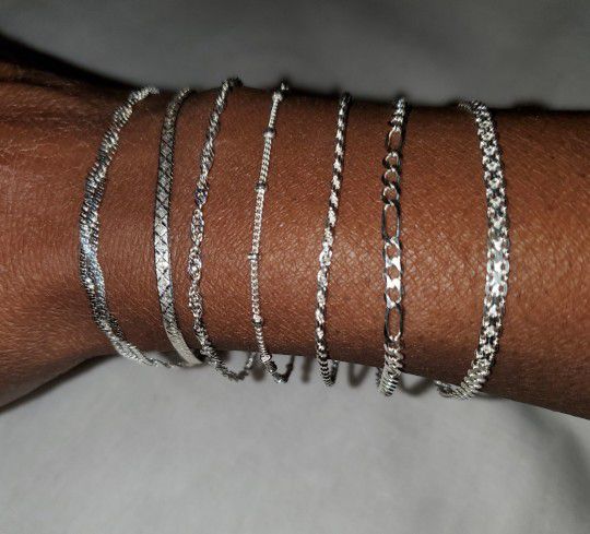 .925 Sterling Silver Bracelets Made in Italy 7"