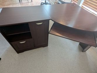 Dark Wood  Espresso Corner Desk with Storage