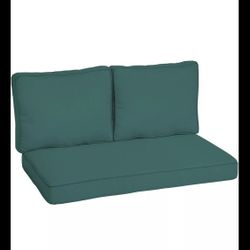 Outdoor Loveseat Cushion Set 46 x 26, Peacock Blue Green Texture