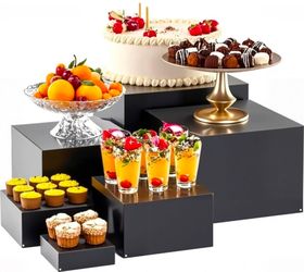 Black Metal Buffet Risers 6ct