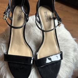 Michael Kors  8M Black Patent Leather Strap Heels 