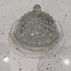 Vintage Pressed Glass Butter Dish with Dome Lid