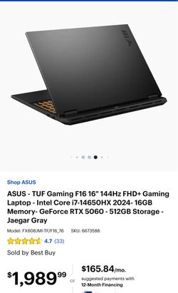 Asus TUF F16 gaming laptop