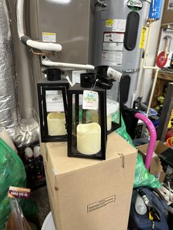 3 X Black, Battery Operated Candle Lanterns