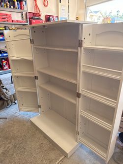 White Wood Storage Cabinet with Shelves
