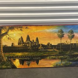 Angkor Wat Painting on Canvas Ready For Framing - Duk Thorn, Cambodia (HAND PAINTED )