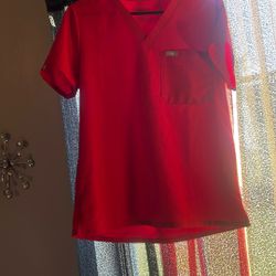 Figs Red Scrub Uniform Top