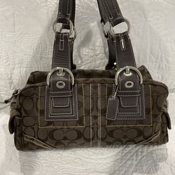 COACH doctor bag handbag satchel in signature logo canvas color