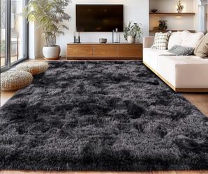 Large Dark Gray Shaggy Area Rug