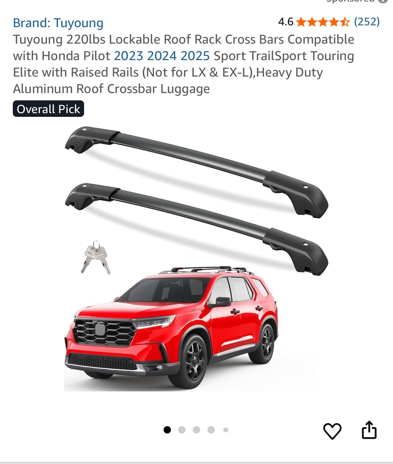 Honda Pilot Roof Rack Cross Bars