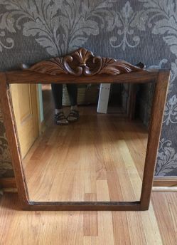 Vintage wooden mirror.