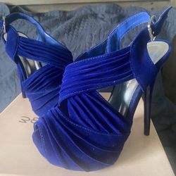 Open Toe Dodger Blue Heels