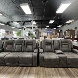 2pc Power Reclining Sofa & Love Seat