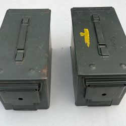 (2) Vintage M2A1 ammunition box .50 cal ammo cans
