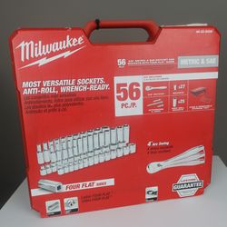 Milwaukee 3/8 in. Drive SAE/Metric Ratchet and Socket Mechanics Tool Set (56-Piece)