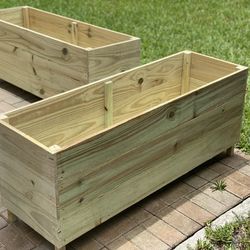 🐝 ☀️ 🌻 BIG Outdoor Raised Rectangular Planter Box 💯 % Wood (MEASURES: 48”Lx16”W x20”H) Great For Vegetables 🍅 Flowers 💐 Herbs 🌿 Wooden Garden Be