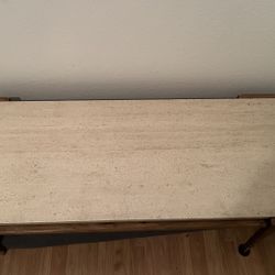 Beautiful Real Wood And Solid Stone Coffee Table L60” H15” D21”