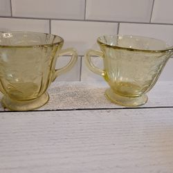 Yellow Federal Depression Glass Creamer And Sugar