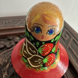 Vintage Russian Matryoshka Roly Poly Doll Musical Bell Chime 