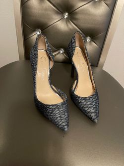 Jessica Simpson snake denim pumps 7