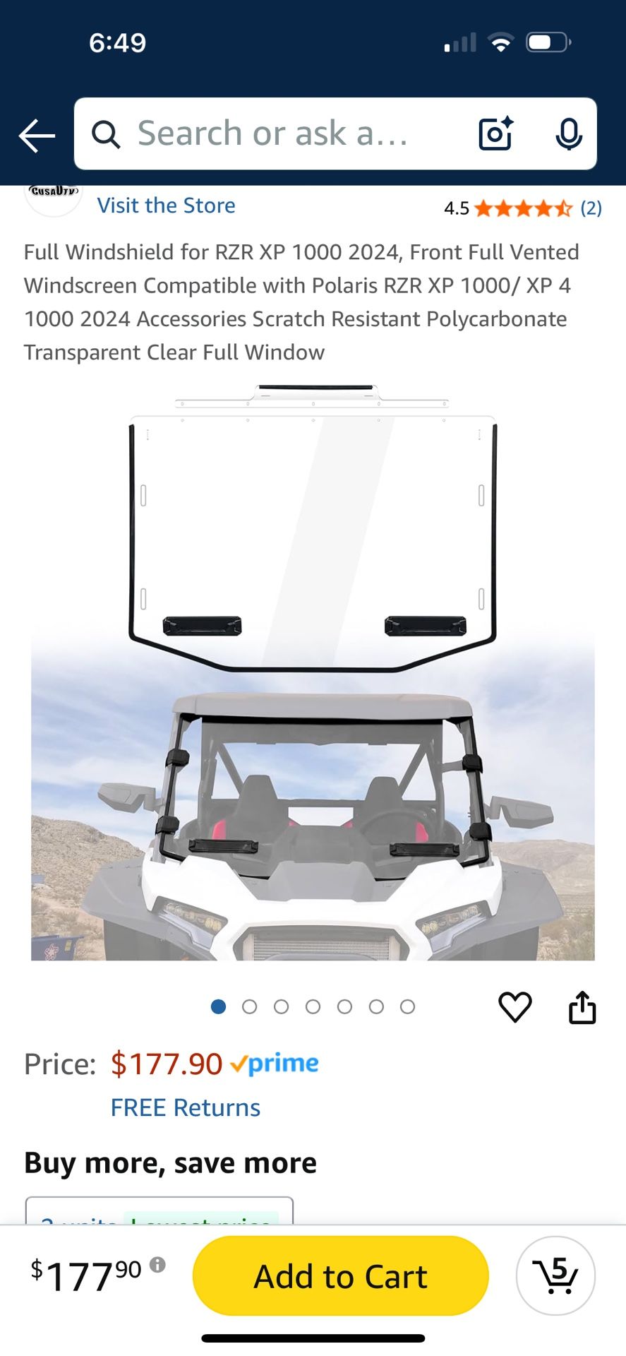 2024 Rzr Xp1000 Full Windshield