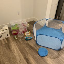 Hamster Cage, Ball, Food, Silent Wheel, Play Cage, And Bedding