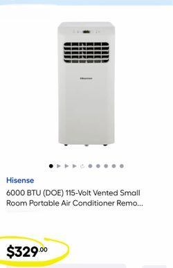 HISENSE 6000 BTU (DOE) 115-Volt Vented Small Room Portable Air Conditioner Remote Included