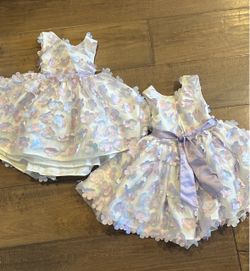 Girls Floral Appliqué Party Dresses Set of 2
