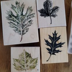 Four Fall Leaf Rubber Stamps 
