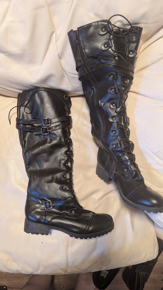 Never worn Cute Black Lace Up Boots for Cosplay or Costume