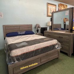 Hopkins Driftwood Platform Bedroomset/Dresser,mirror,nightstand,bed/Queen And King Size Available/Mattress Sold Separately 