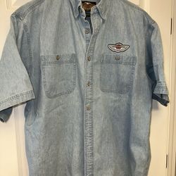Harley Davidson Men’s Blue Denim 100 Anniversary Shirt Size XL