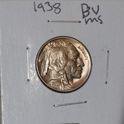 1938 D/D Buffalo Nickel 5c Mint Condition Toned