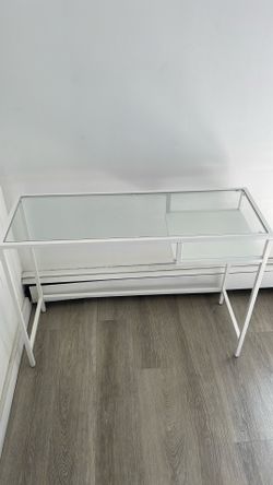 White glass desk