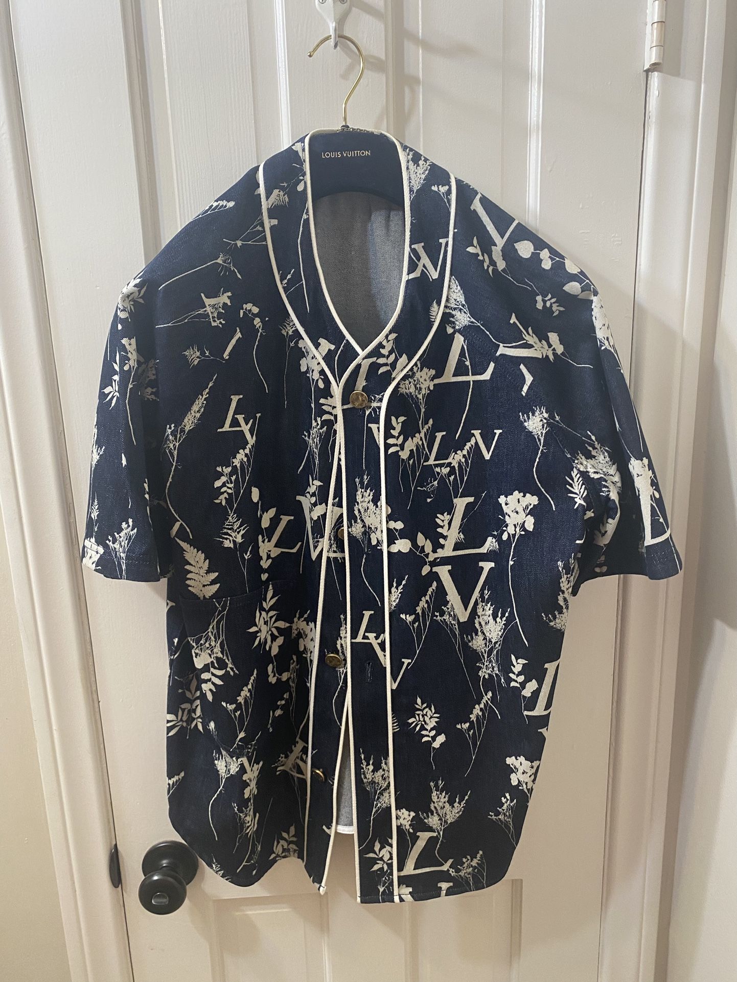 Louis Vuitton Leaf LV Baseball Denim Jersey