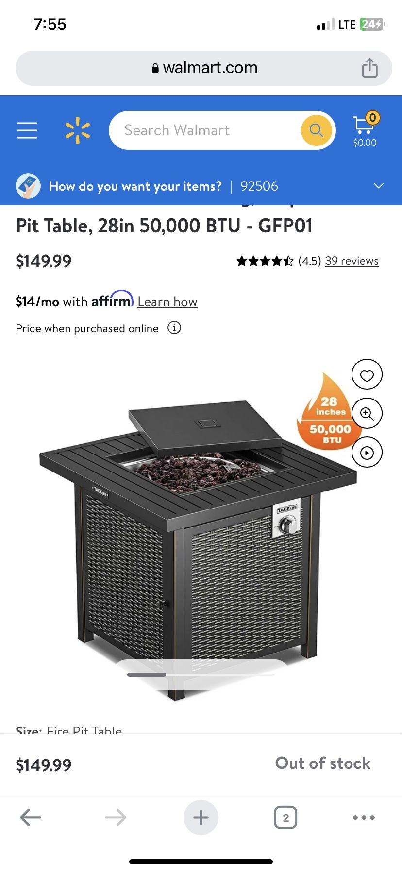 Tacklife Home & Garden Gas Fire Pit