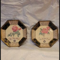 Home Interiors Pink Rose Decorative Plate Collectible 8.5 Wall/Tabletop