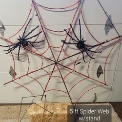Spiders, web, stand and straw 