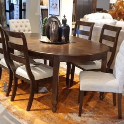 Adinton Reddish Brown Dining Room Set / Table and Chairs 