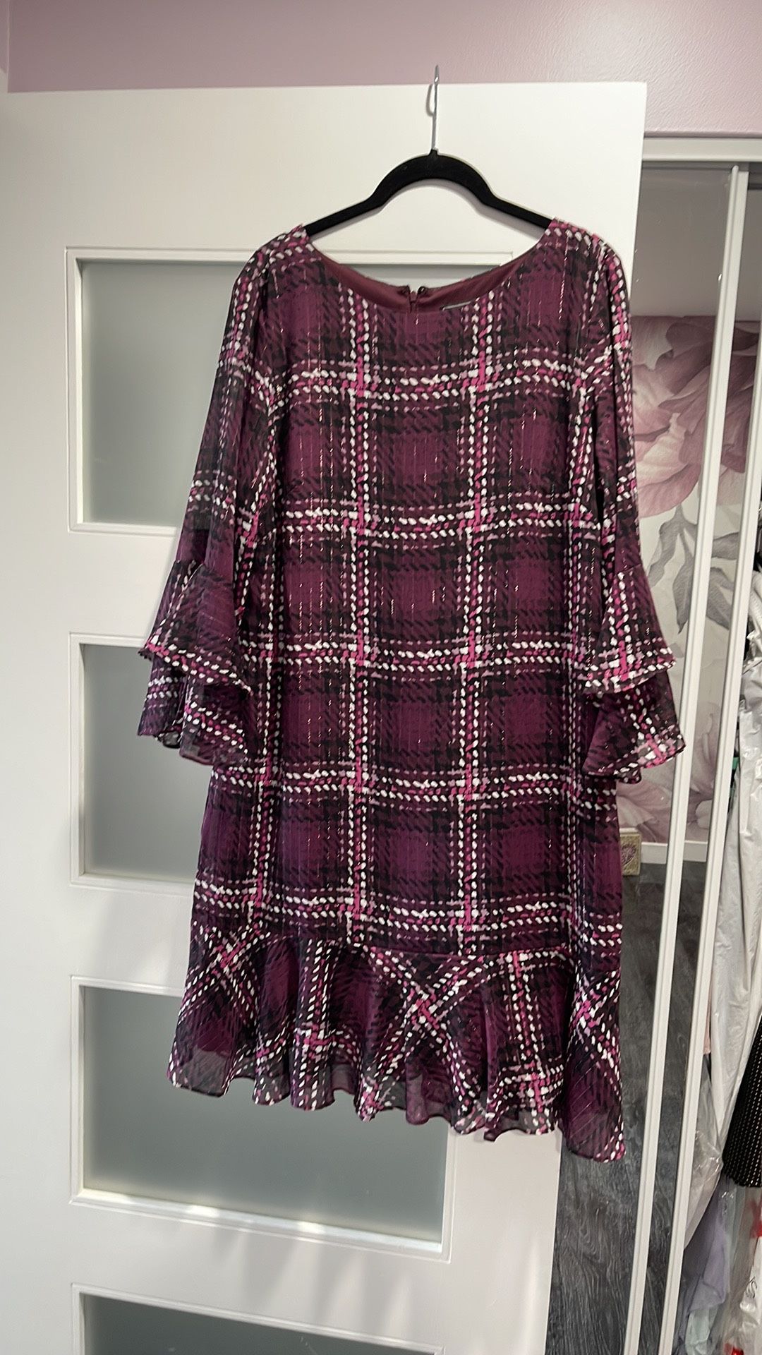 Purple Glimmer Plaid Dress
