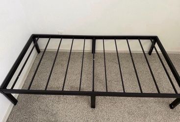 Black Metal Platform Bed Frame Twin Assembled