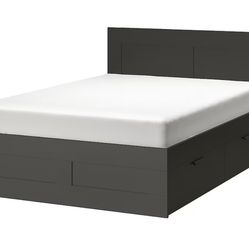 IKEA Full size BRIMNES Bed frame with storage & headboard, gray Set. Includes Mattress and 4 Drawer Dresser Price negotiable 