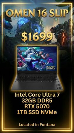 👻HP OMEN 16 SLIM🦸 16" GAMING LAPTOP | INTEL CORE ULTRA 7 | 32GB DDR5 | 1TB SSD NVMe | RTX 5070 | L290 | 