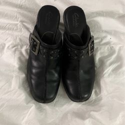 Womens Leather Clark Clogs Sz 8.5