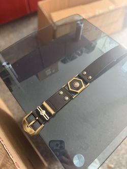 Versace Medusa Leather Belt – Gold-Tone